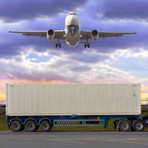 airplane and truck on the highway