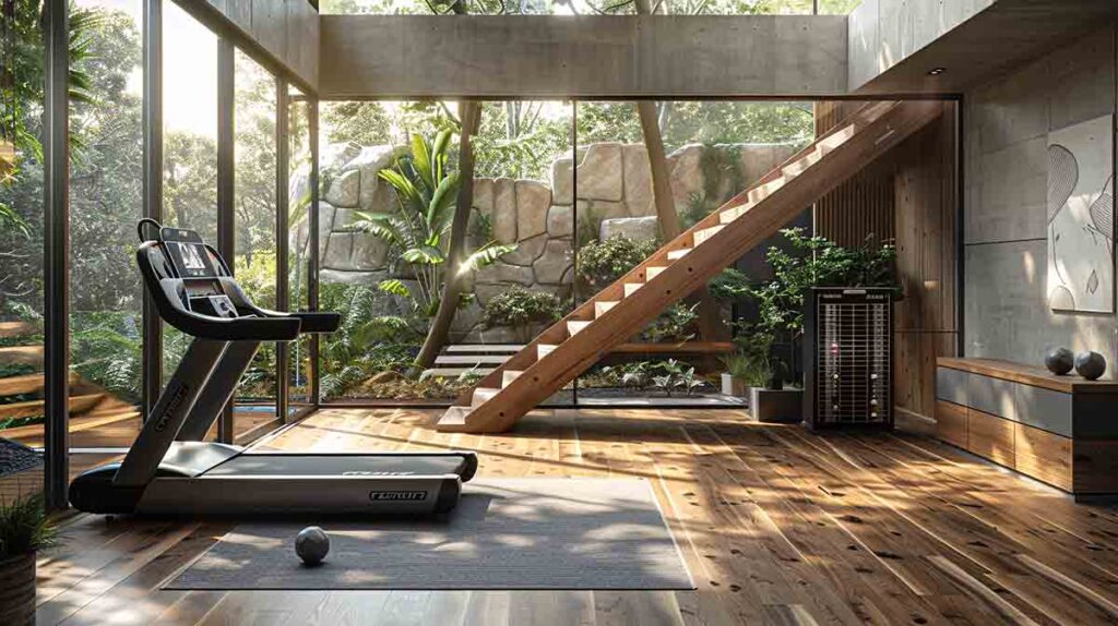 Treadmill in a house.